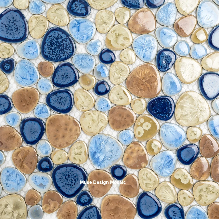 Mittelmeer Blau Beige Keramik Pebble Mosaik Fliesen Kuche Bad Boden Fliesen Pool Dusche Kamin Wand Fliesen Tapeten Aliexpress