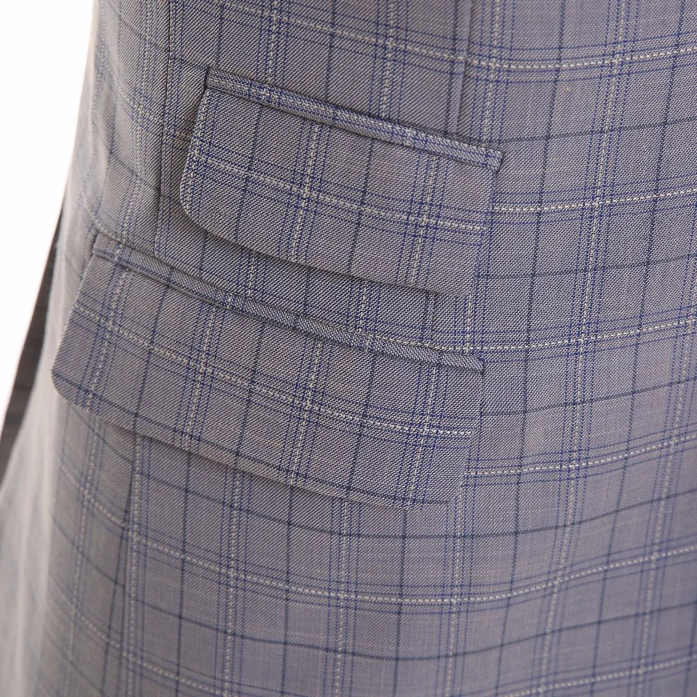Светло-серый плед Для мужчин Slim Fit Костюмы британский стиль лацканы Groomsmen жених Смокинги для женихов Для мужчин S Нарядные Костюмы для свадьбы Пром Для мужчин носить костюм