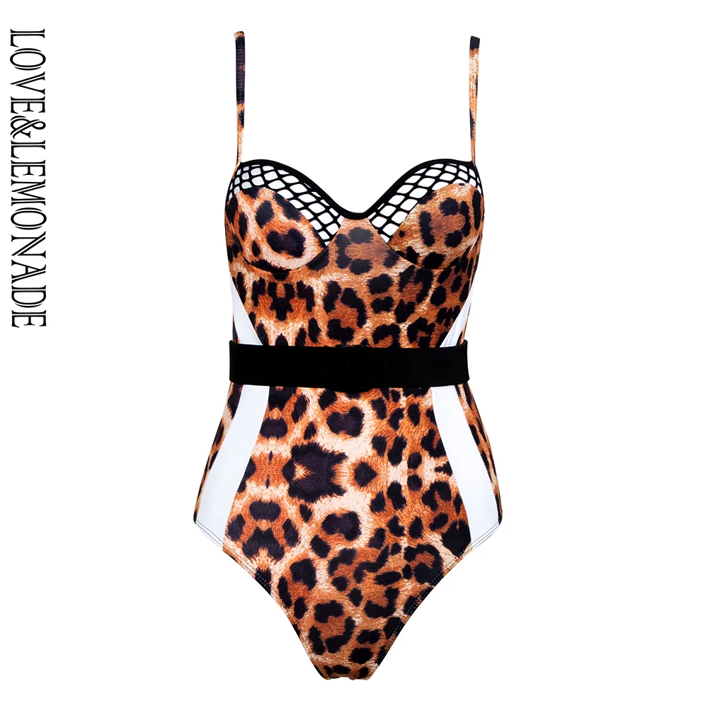 

Love&Lemonade Sexy Tube Top Leopard Stitching SWIMSUIT (Whit Belt) LMS05