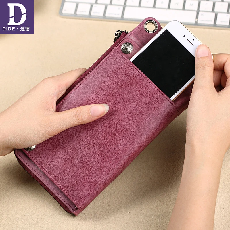 DIDE Multifunction Genuine Leather Wallets Women Brand High Quality Wallet Female Vintage Dollar Price Long Purse Card Holder DIDE Multifunction Genuine Leather Wallets Women Brand High Quality Wallet Female Vintage Dollar Price Long Purse Card Holder