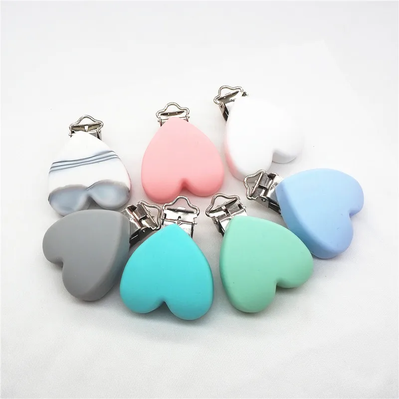 

Chenkai 20PCS BPA Free Silicone Heart Clips DIY Baby Pacifier Dummy Teether Chain Holder Clips Soother Nursing Toy Accessory