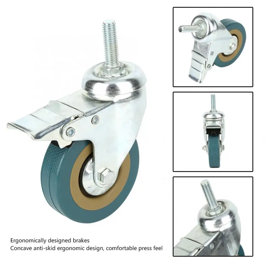 

4Pcs/set 3 inch Universal Swivel Casters Furniture Bearing Caster Wheels for Trolley Suitcases with Caster with Brake wheels