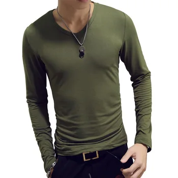 

Oeak Solid Color 2018 Hot Thin T shirt Long Sleeve Spring T-shirts Men's Casual Tops O-neck Slim T shirt Homme Basic Clothes