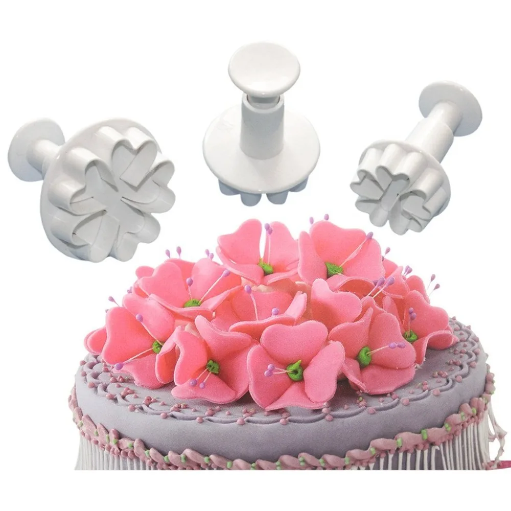 

Free shipping 3pcs Heart-Shaped Petal Plunger cookie cutters set for cake decorating cake tools