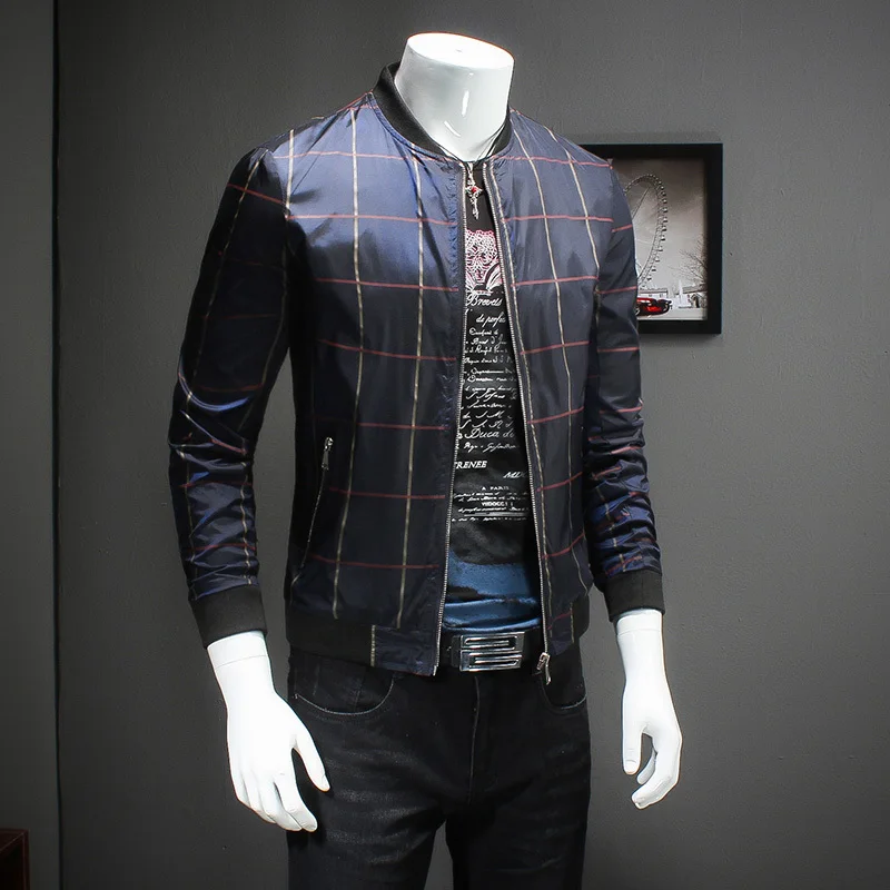 

Designer Check Pattern 2018 Mens Bomber Jacket Chaqueta Hombre Casual Business Casual Plus Size 5xl Pattern Check Jacket