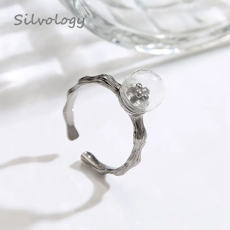 

Silvology 925 Sterling Silver Light Bulb Rings Sillver Original Creative Texture Light Luxury Rings For Women Romantic Jewelry
