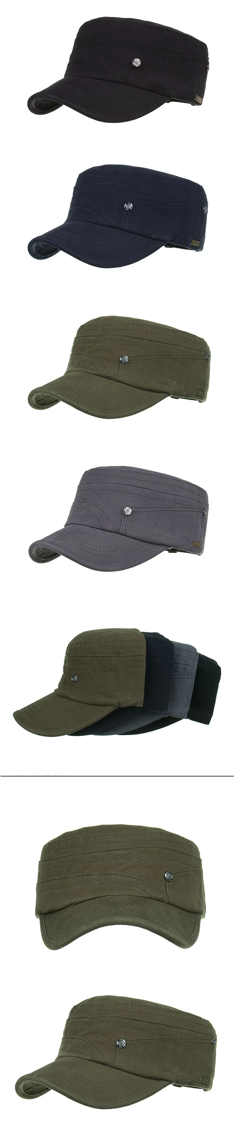 SILOQIN мужские шапки в стиле милитари из хлопка, новинка, стильная металлическая метка, винтажная Кепка с плоским верхом, с возможностью изменения размера, бейсболка, брендовая Кепка для папы