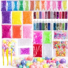 55 Pack Slime Supplies Kit Include Fishbowl beads, Foam Balls, Glitter Jars, Fruit Flower Animal Slices, Pearls, Slime Tools 