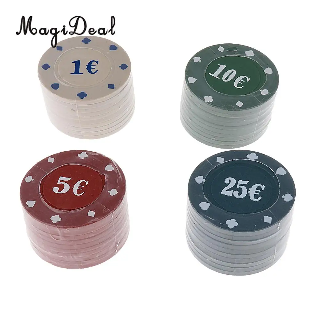 Professional Durable 100 Pieces Poker Chips for Poker Game Blackjack Roulette 4 Denomination, 1.57inch Tournaments Prop