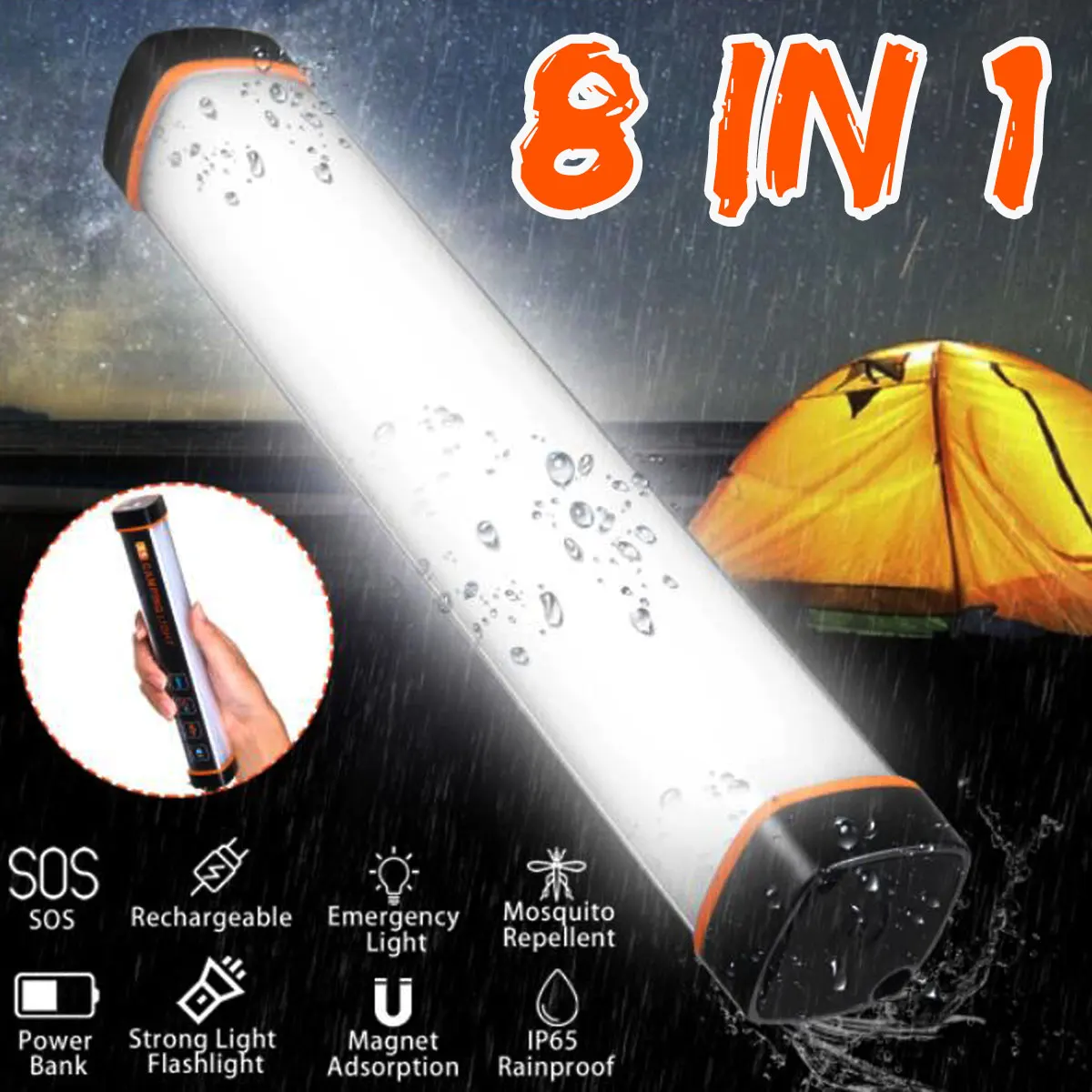 

8 in 1 USB Rechargeable LED Camping Lights Portable lantern Mutifunctional Waterproof Outdoor Hanging lamp Mosquito Killer Lamp