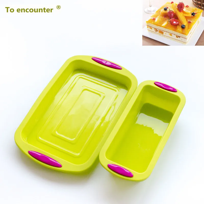 

To encounter Square Quadrate Shape Double Color Silicone Baking Cake Mold DIY Toast Bread Pans Tiramisu Dishes Tray 2 in Package