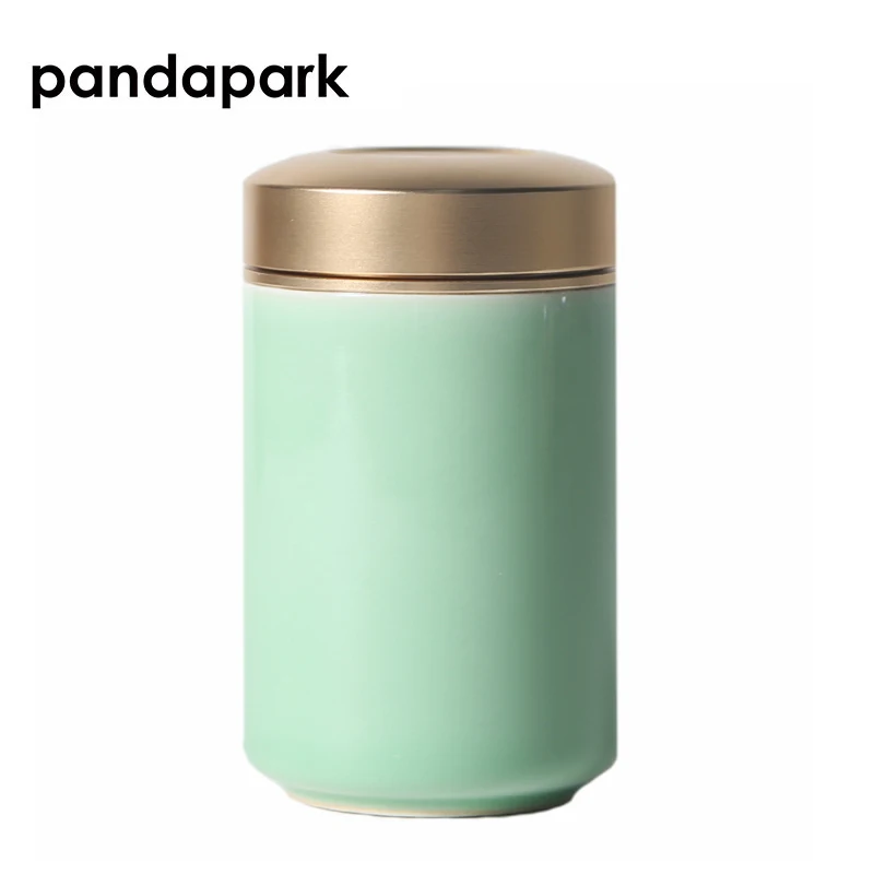 Pandapark чайная коробка фарфоровая герметичная банка для продуктов питания сухофрукты металлическая крышка Longquan Celadon кунг-фу чай аксессуары PPX008
