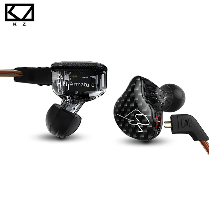 

KZ ZST Armature Dual Driver Earphone Detachable Cable In Ear Audio Monitors HiFi Sports Headphone Earbuds With Mic For iPhone S8