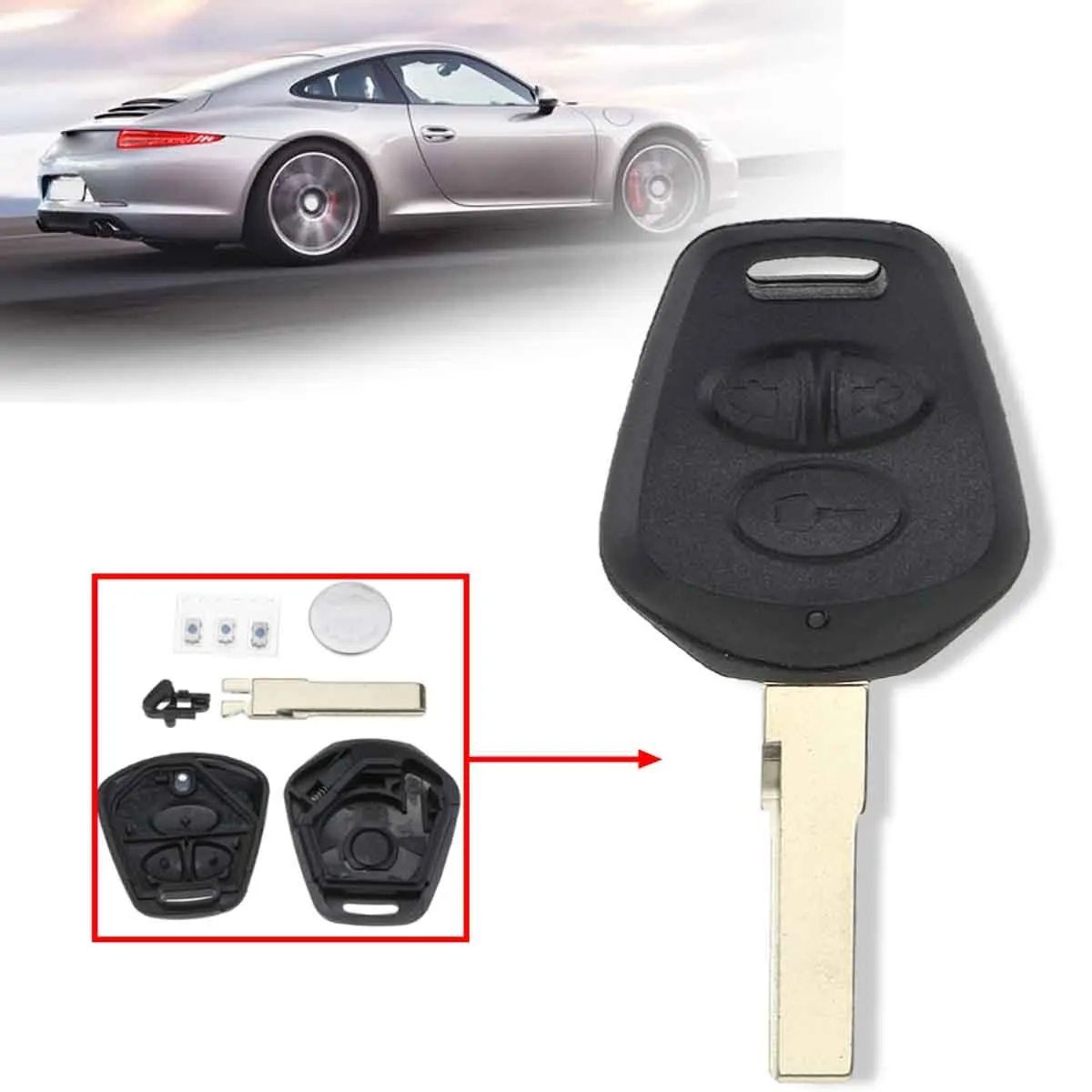 Buy 3 Buttons Car Remote Fob Key Case Shell With