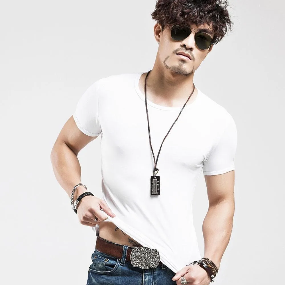 Мода 2019 корейский стиль o образным вырезом Футболка Летний Топ Slim Fit сплошной цвет