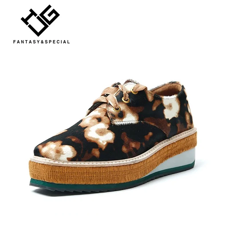 Ugi Véritable Derbies Blanc apricot Creepers Pour Chaussures Printemps Cuir Femmes Automne Plate Dames En Camouflage forme pfpwrq7S