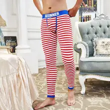 Модные Для мужчин термобелье Для мужчин; подштанники Для мужчин осень зимнее нижнее белье теплое нижнее белье Для мужчин Удобные леггинсы в полоску