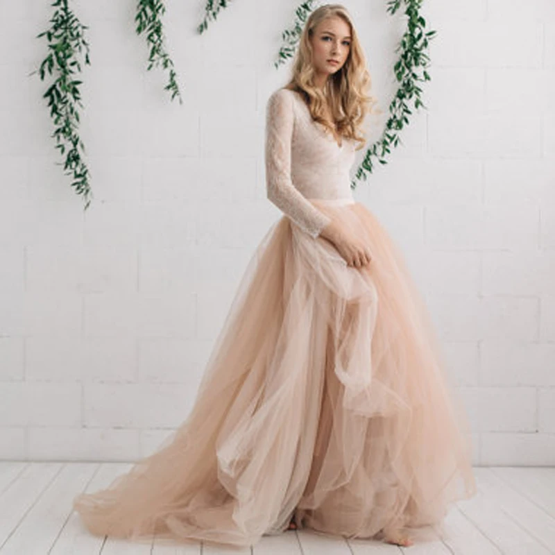 Champagne Personalizada Tulle Larga Picture Marfil Falda Maxi Por Capas Con Nupcial Desnudo Moda De Color Nueva Encargo Faldas Gradas IBxzqXOT