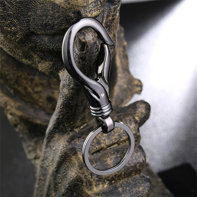 

High Quality Durable Metal Keyring Men's Stainless Steel Keychain Buckle Carabiner Clip Split Keys Holders