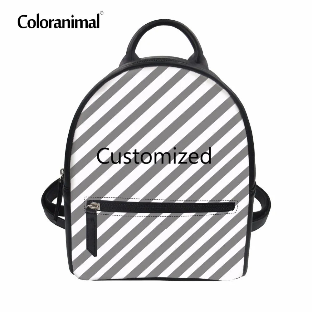 

Coloranimal 2018 New Arrival Customized Print PU Leather School Backpack for Women Mini Fashion School Bags for Teenager Girls