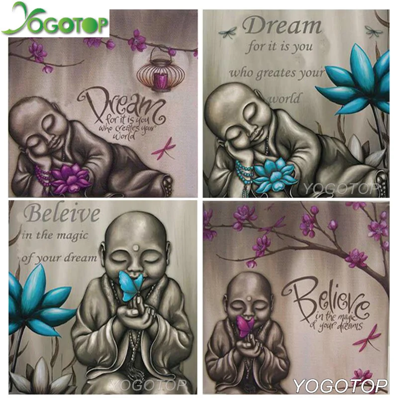 

YOGOTOP Diamond Embroidery DIY Diamond Painting Cross Stitch Kits "Buddha Lotus believe dream" 5D Full Mosaic Home Decor QA270