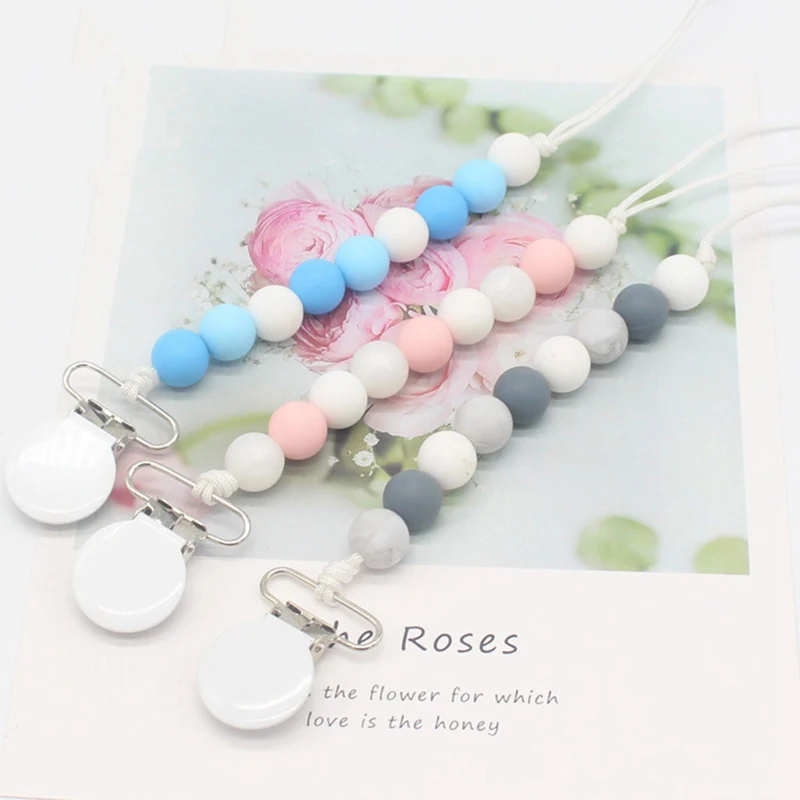 

Silicone Baby Pacifier Clips Infant Pacifier Chain Baby Soother Toddler Kids Chew Toys Baby Shower Gifts