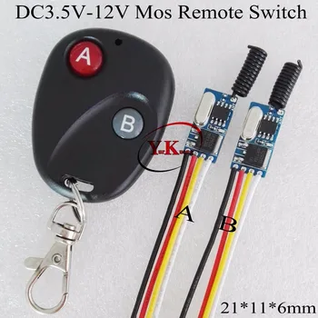 

Mini Remote Switch 3.7V 4.5V 5V 6V 7.4V 9V 12V No Noise Mos Remote console Switch one TX 2 RX Mini LED Bulb Remote Switch 315433