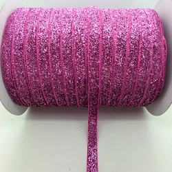 Glitter Velvet Ribbon for Crafts and Accessories, 5 Yards, 3/8 (10mm) - Multiple Color Options Available, Free Shipping (Glitter Pink)