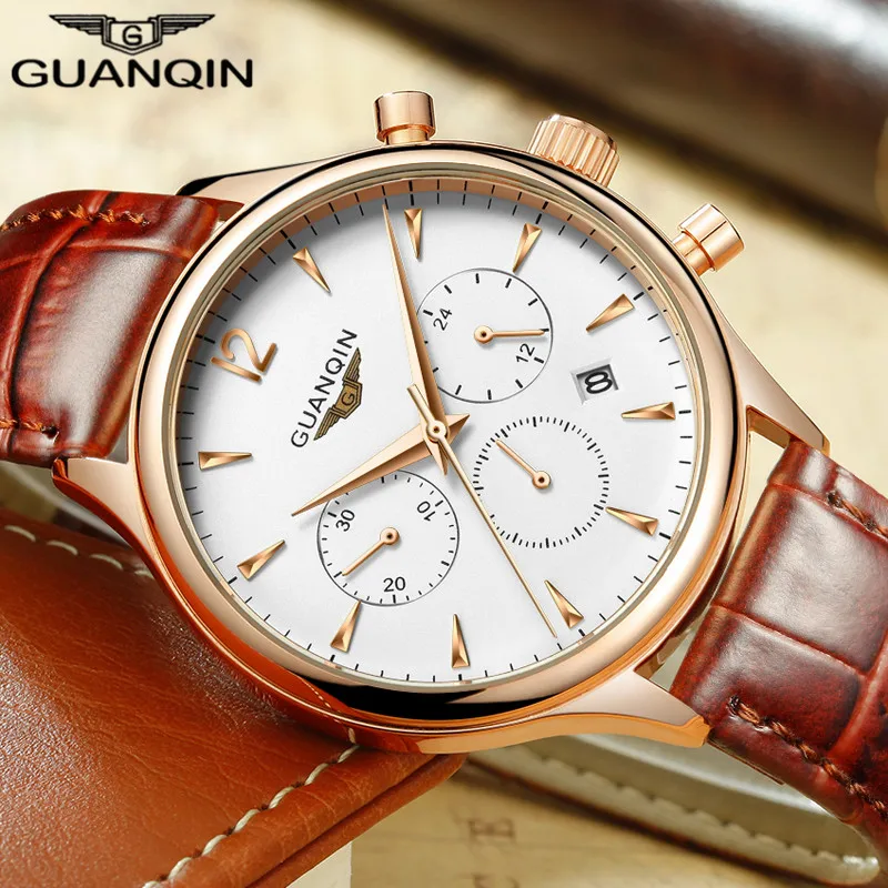 Prix pour Mens Montres Haut Marque De Luxe GUANQIN Mode Quartz Montre Homme Militaire Sport Horloge Bracelet En Cuir Montre-Bracelet relogio masculino Prix pour Mens Montres Haut Marque De Luxe GUANQIN Mode Quartz Montre Homme Militaire Sport Horloge Bracelet En Cuir Montre-Bracelet relogio masculino