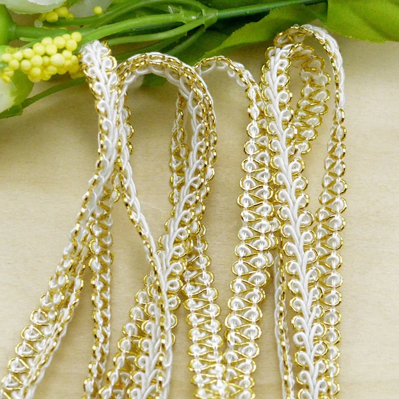 Gold Silver Braided Lace Trim Fabric Sewing Lace Ribbon Curve Apparel Garment Accessories Wedding Decor Crafts 5meters/lot