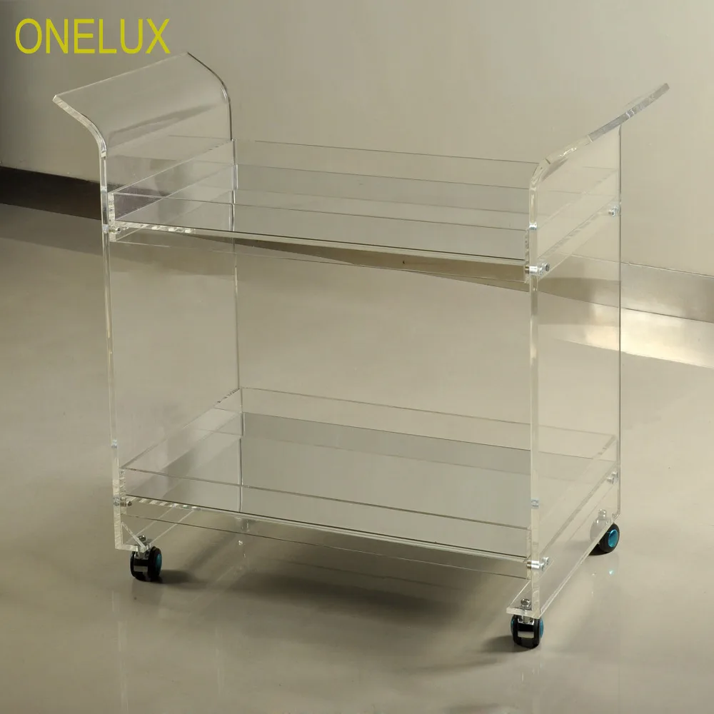ONELUX Rolling Lucite бар обслуживания Cart акриловые тележки с колесами зеркальные лотки