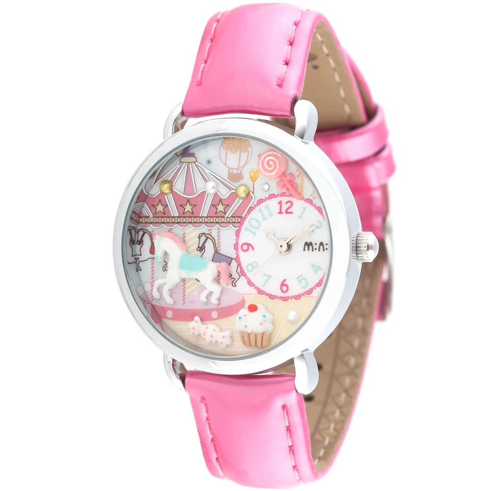 Романтическая сказка глиняная лошадь девушки кварцевые часы сладкий розовый кожаный наручные часы корейский бренд ручной работы NW823