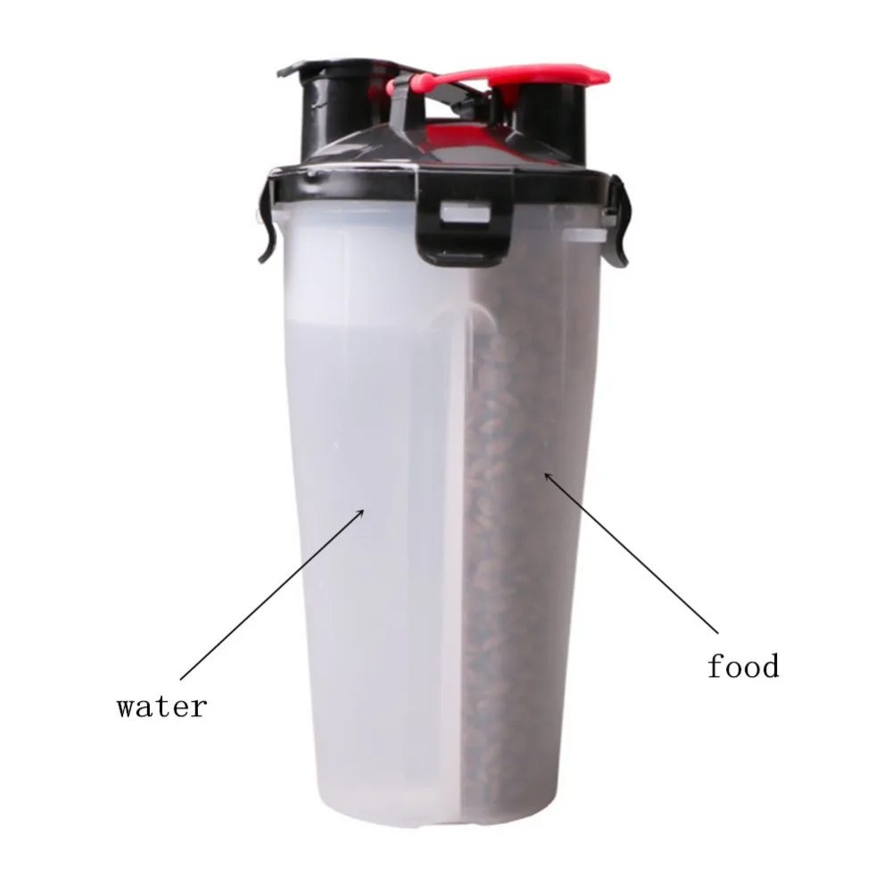 ULTRASOUND PET Food Water Bottle with Bowl Dual Chambered Storage Container with Collapsible Dog Pet Cup Pet Snake Feeders