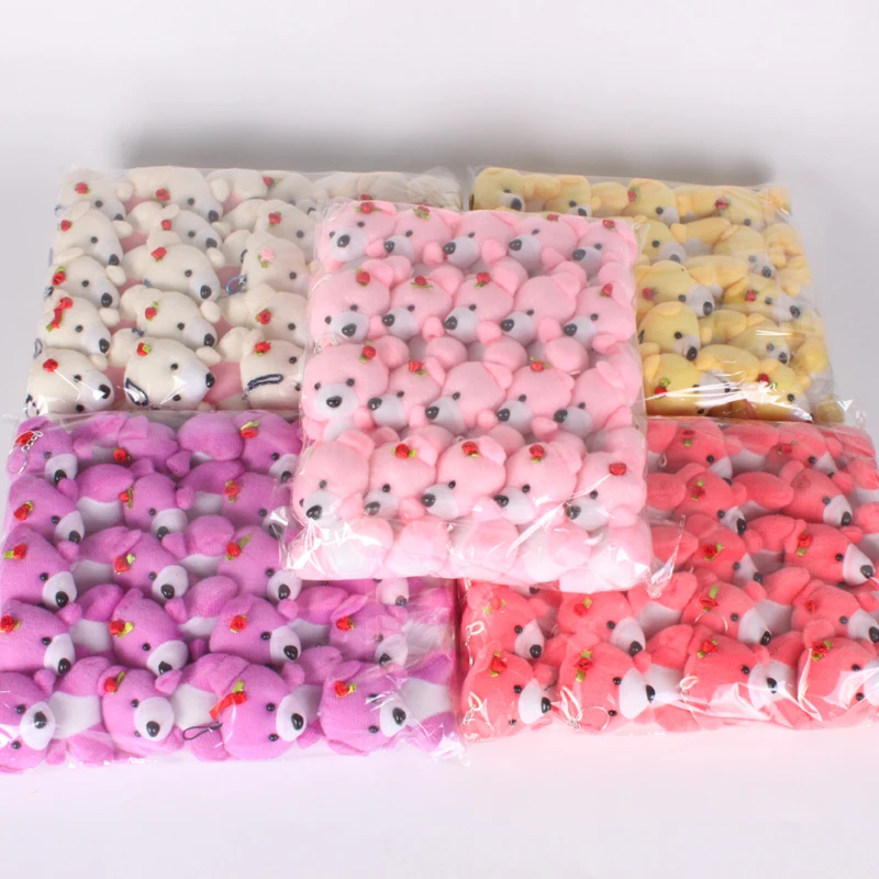

12pcs/Lot 11cm Many Colors Wedding Bouquet Mini Teddy Bear Stuffed Plush Toy Cute Teddy Bear Dolls for Party Small Pendant