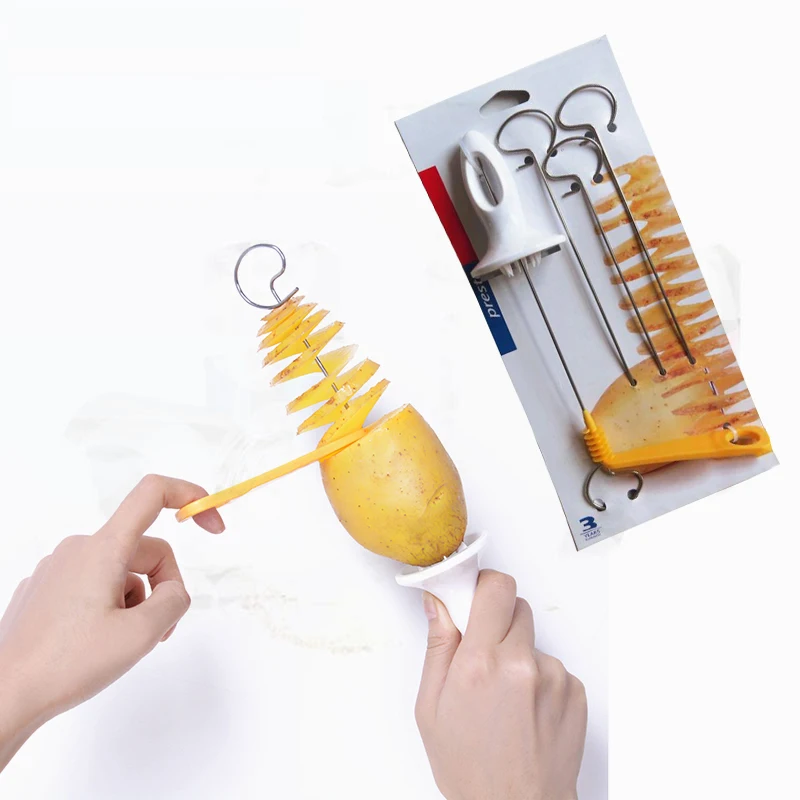 

Tornado Potato Spiral Cutter Slicer Spiral Potato Chips PRESTO 4spits Potato Tower Making Twist Shredder Cooking Tools