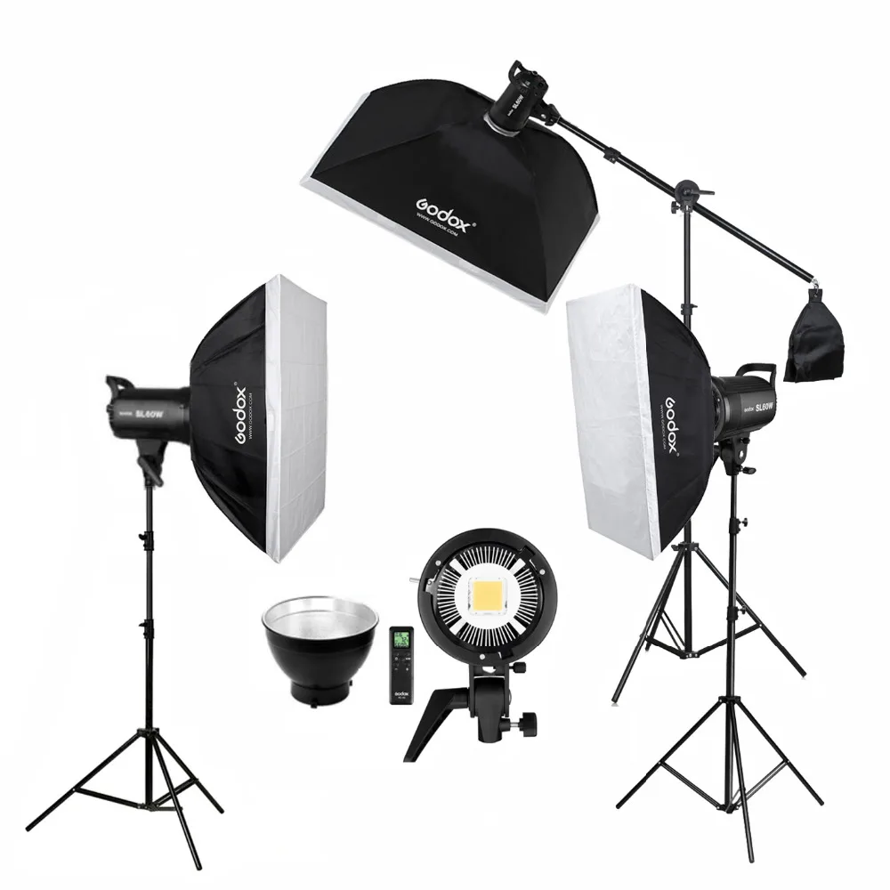 Фотостудия 3 шт. x Godox SL 60W CRI 95 + светодиодный светильник SL60W 5600K 60x90 см софтбокс 2 8 м