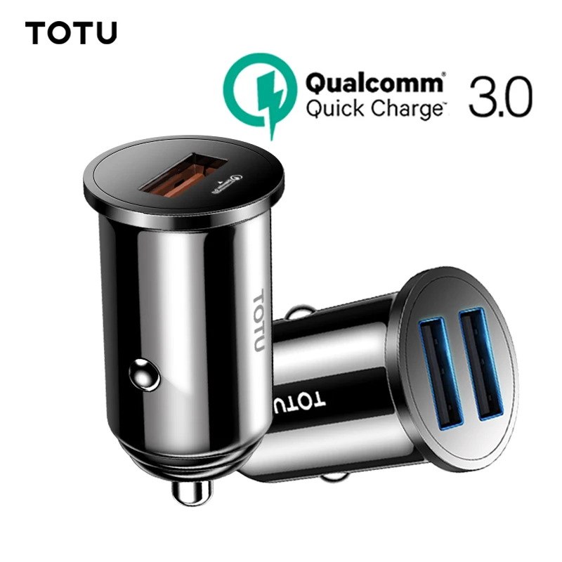 

TOTU Quick Charge 3.0 USB Car Charger For iPhone xs Samsung Xiaomi Mini Dual USB Car Fast Charging Mobile Phone Charger Adapter