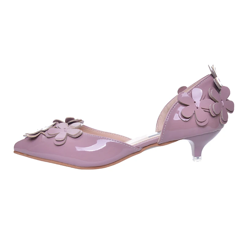 HEE GRAND/элегантные женские туфли-лодочки на среднем каблуке Утонченная женская обувь без застежки с острым носком и изящным цветочным узором; XWZ3666