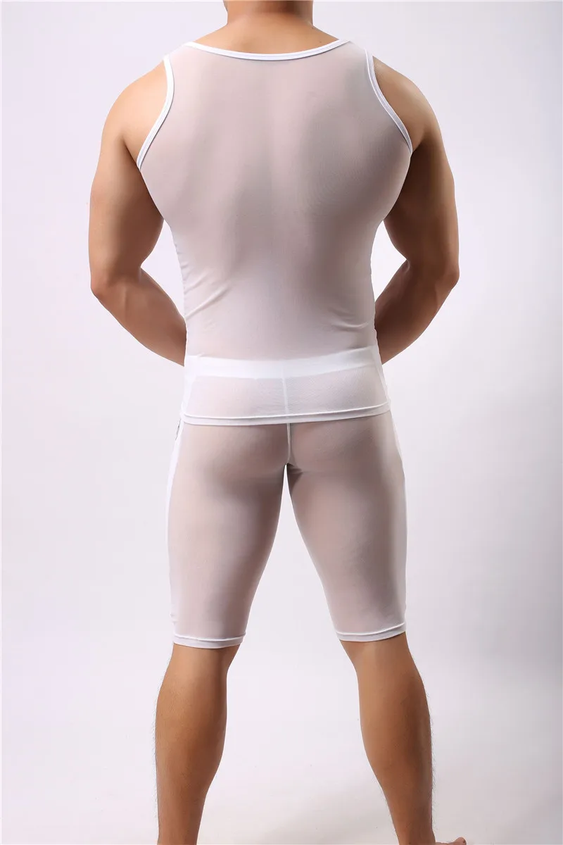 Бренд Brave person мужской сексуальный жилет+ шорты комплект сплошной сетки без рукавов жилет бодибилдинг средний шорты# FY34