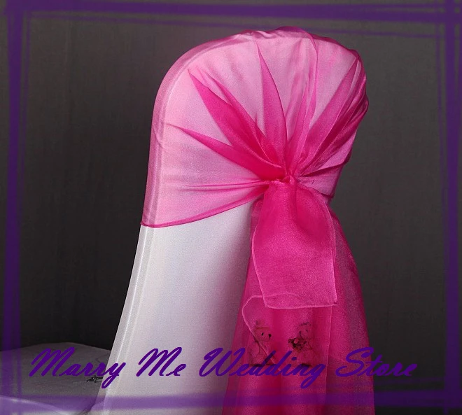 100 Hot Pink Organza Wrap Hood Sashes for Wedding Organza ...
