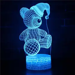 Крест границы питания 3d маленький ночник Творческий Медведь прикроватной тумбочке 3d энергосберегающая лампа Led столик светильники