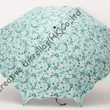 Зонтики с листьями лотоса, УФ-защита, UPF> 50+, зонтик для влюбленных, форма скобы, покрытие из черного серебра 210 T, вишневый зонтик, складной