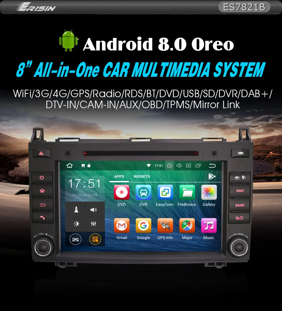 Discount Erisin ES7821B 7" Android 8.0 Octa core 4G RAM Car DVD GPS Radio DVR DAB+ DVD For Benz Sprinter Viano Vito W169 W245 0