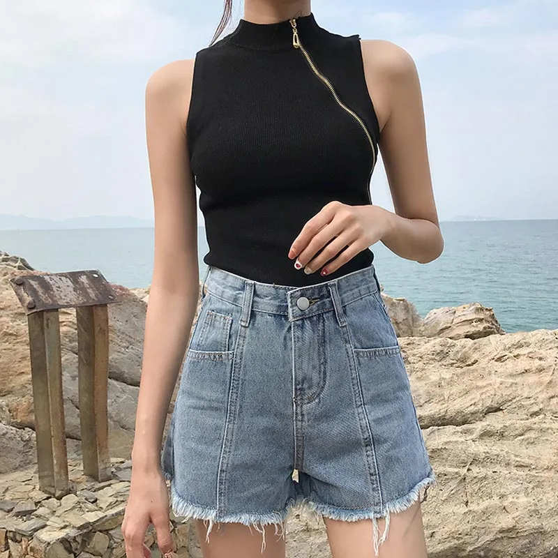 Women Summer Denim Shorts 2018 High Waist Loose Shorts