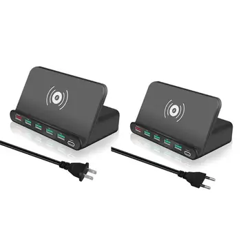 

10W Qi Wireless Charger Multi USB Type-C HUB QC3.0 Fast Charging Adapter EU/US Use fireproof ABS+PC material