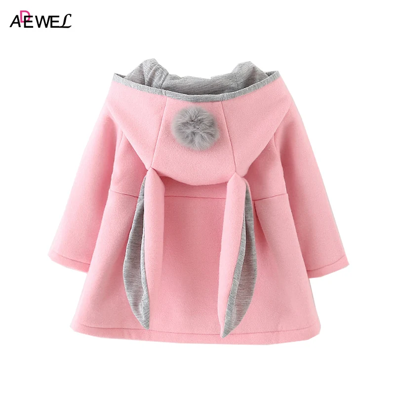 

Casual Hooded Baby Coats 2019 New Spring Autumn Newborn Children Outerwear Cute Rabbit Ear Solid Jackets for Baby Girls