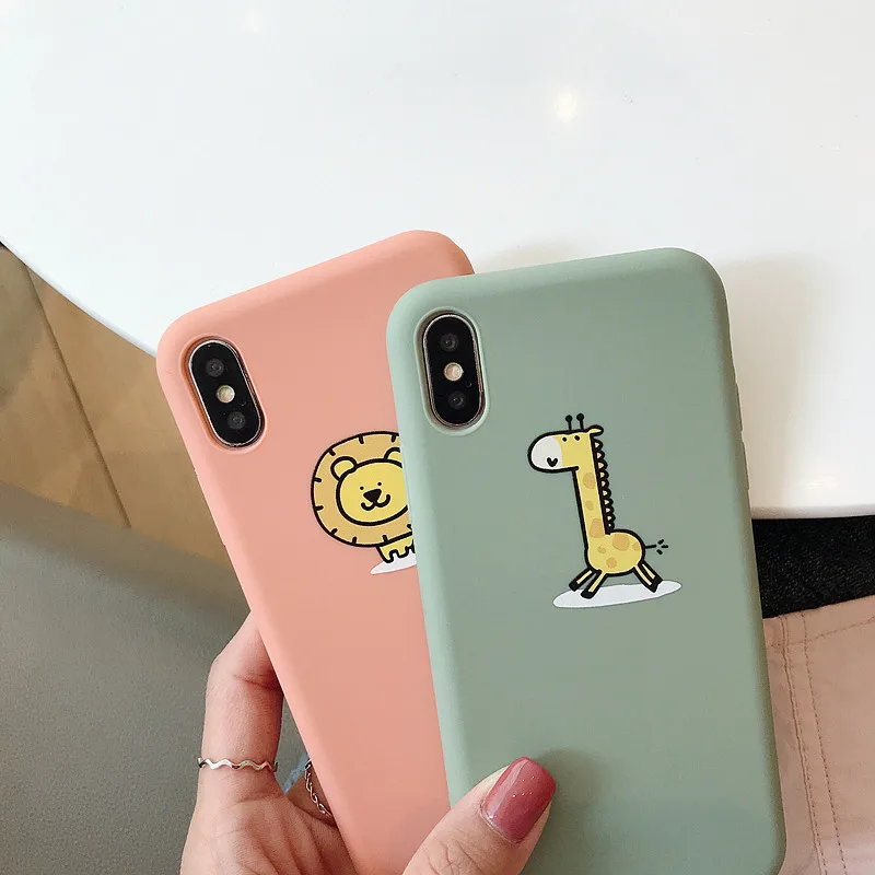 PEEPING cute cartoon animal Giraffe lion Case For iPhone 7 7Plus 6 6S 6Plus 8 8Plus X XR XS Max TPU Anti-fall Candy soft shell07