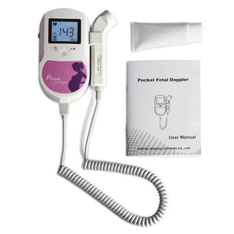 США FDA Baby Heart Beat Monitor, 3 МГц зонд фетальный Доплер, детский звук + гель + батарея