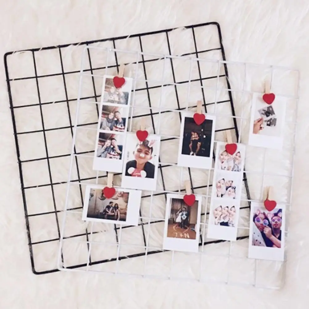 

35cmx35cm Modern Home Wall Decoration Iron Grid Nordic Art Photo Displaying Frame Party Metal Shelf Mesh Postcards DIY Racks