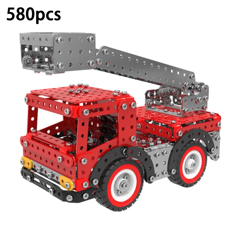 

XINTOCH Ascending Fire Truck Building Blocks Toys Model Sets 580Pcs DIY Stainless Metal 3D Assembly Gift for Kids Drop Shipping